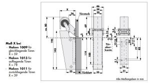 Universal-Türdämpfer V1600, 50N, RAL8017 braun, Haken 1013
